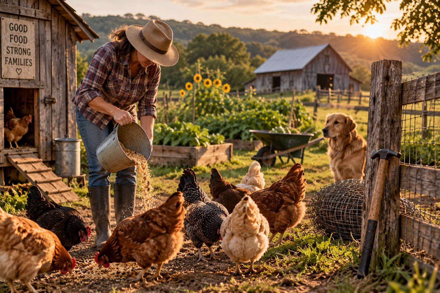 Feed chickens