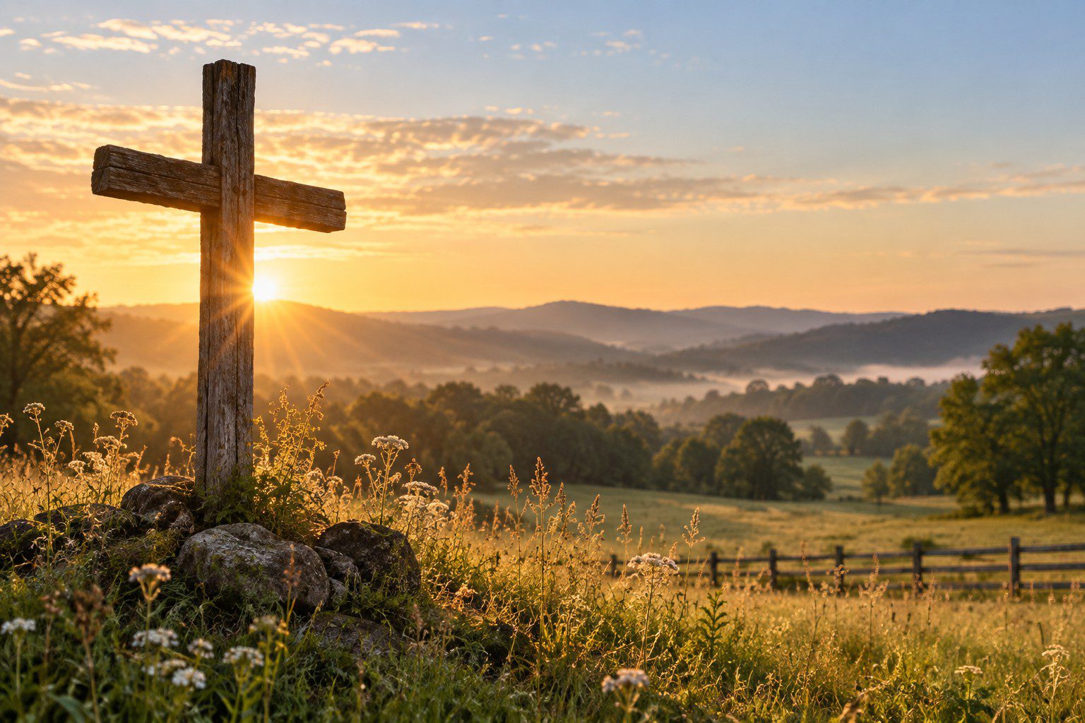 Rugged cross golden sun - home page